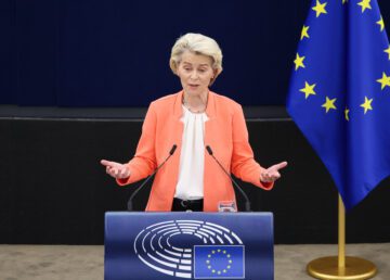 Ursula von der Leyen giving her State of The Union 2023 speech.